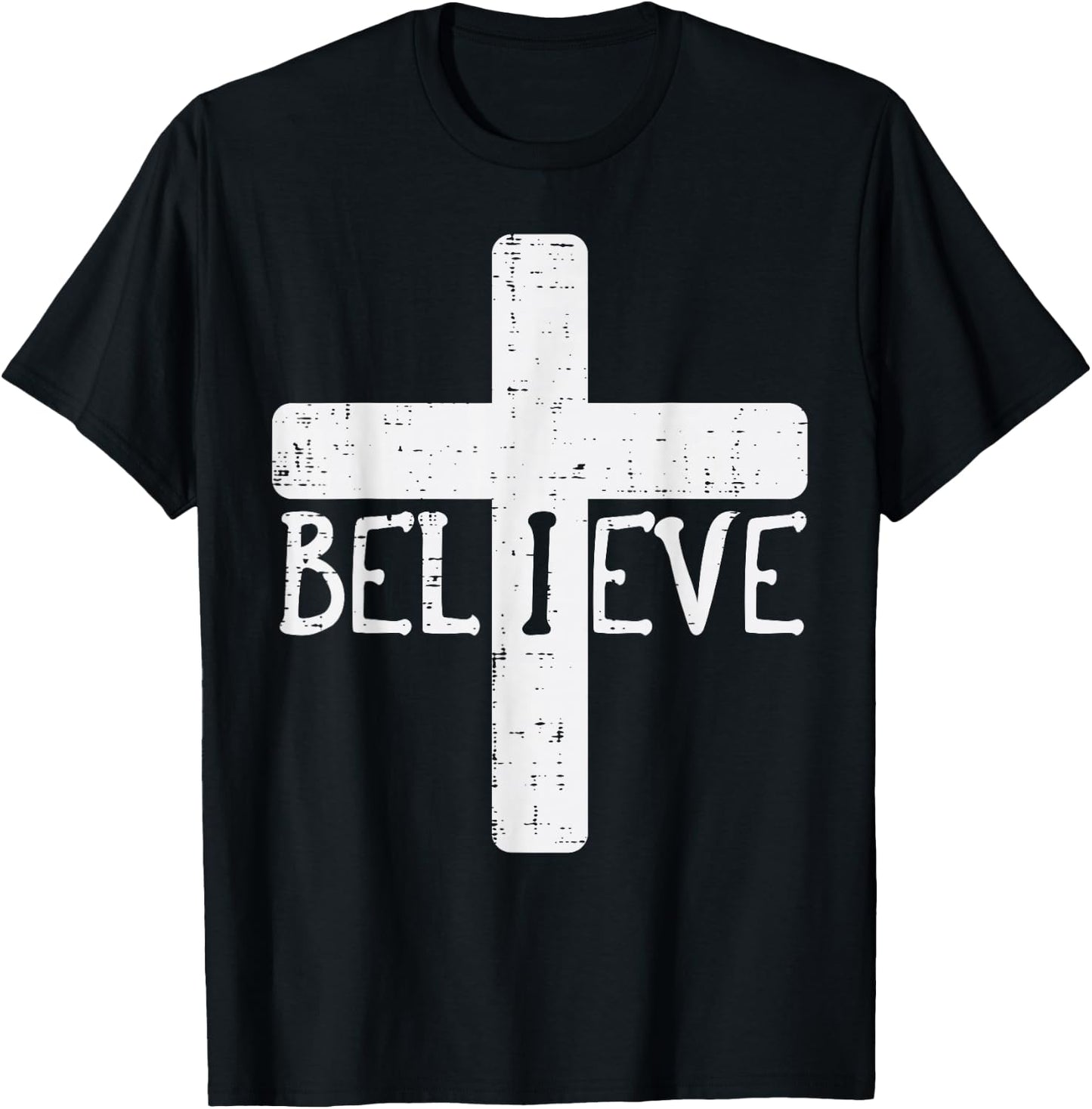 I Believe Cross God Jesus Faith Christian Men Women Kids T-Shirt - T-Shirt | Black