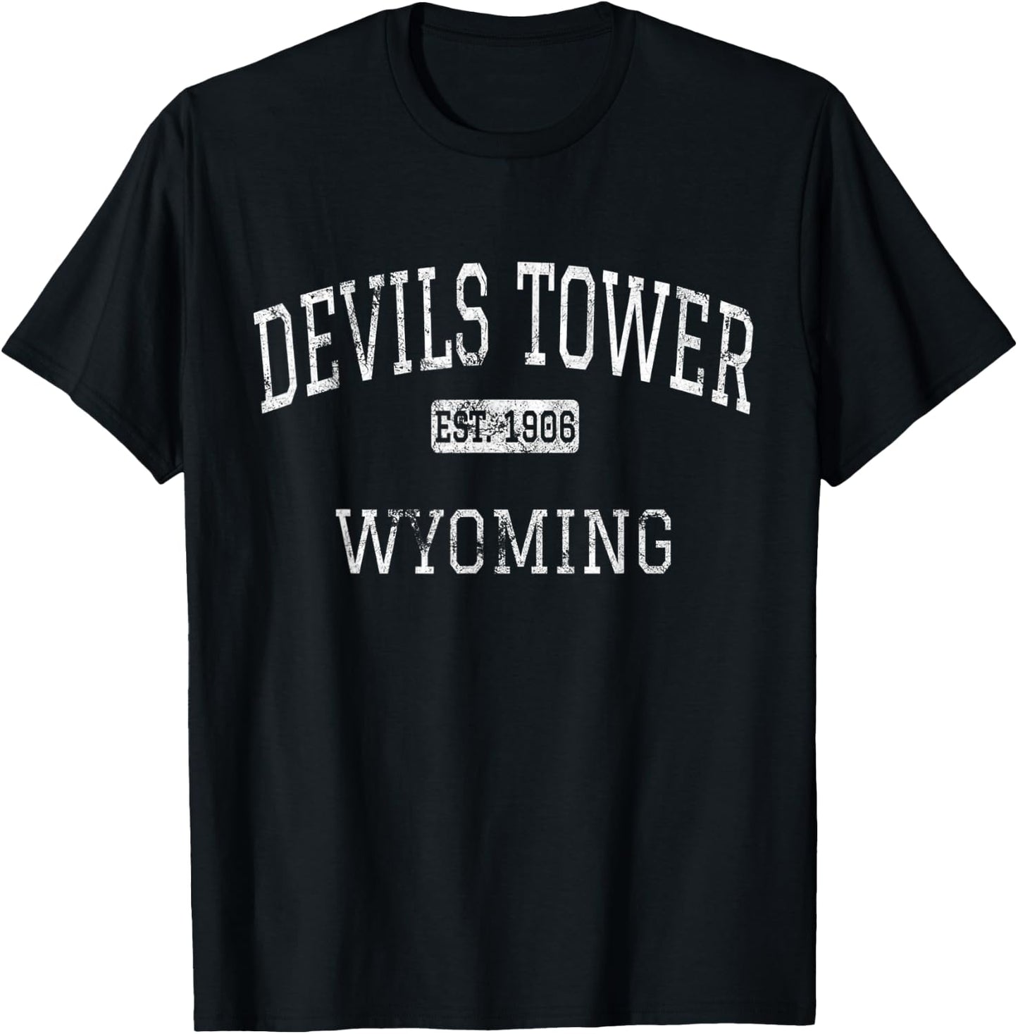 Devils Tower Wyoming Vintage - -Adults, Kids - Black - Short Sleeve - Small - Classic Fit - Cotton, Polyester Blend T-Shirt - T-Shirt | Black