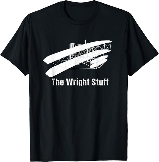 Funny Aviation Shirts-The Wright Stuff Pilot AvGeek Airplane T-Shirt - T-Shirt | Black