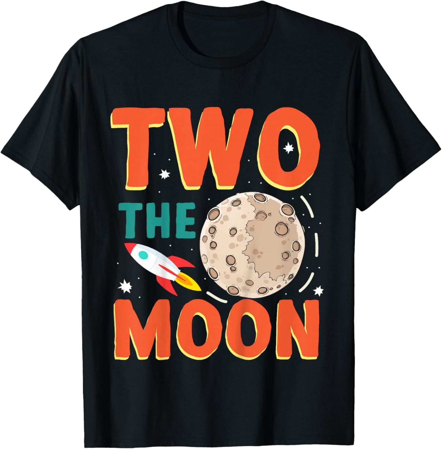 Two The Moon Toddler 2nd Birthday Gift 2 Year Old T-Shirt - T-Shirt | Black