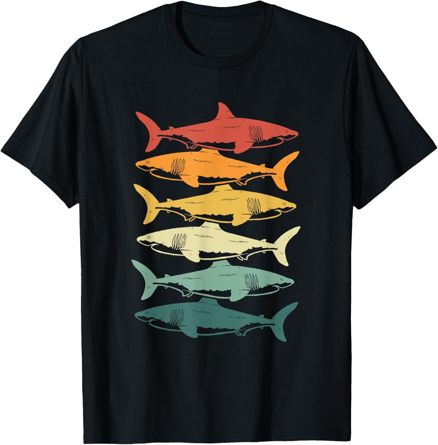 Retro Sharks For Shark Lover T-Shirt - T-Shirt | Black
