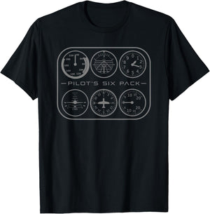 Funny Six Pack Pilot Airplane Aviation Plane Flying Men Gift T-Shirt - T-Shirt | Black