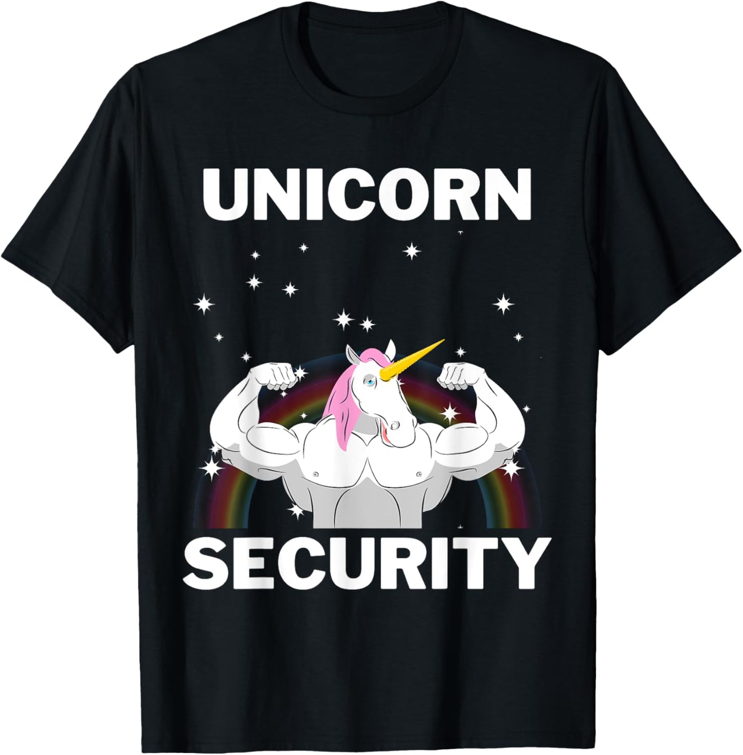 Unicorn Security Funny Gift Buff Strong T-Shirt - T-Shirt | Black