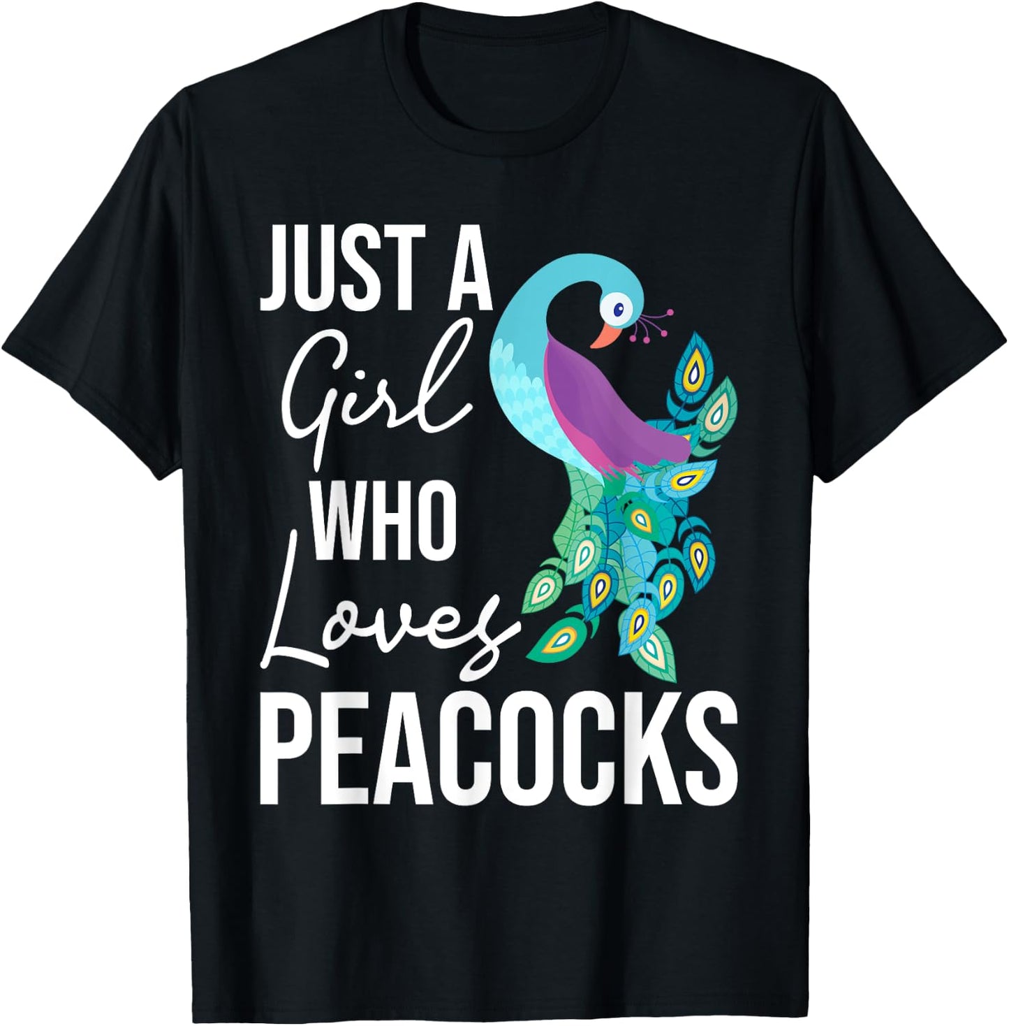 A Girl Who Loves Peacocks - Zookeeper Ornithologist T-Shirt - T-Shirt | Black