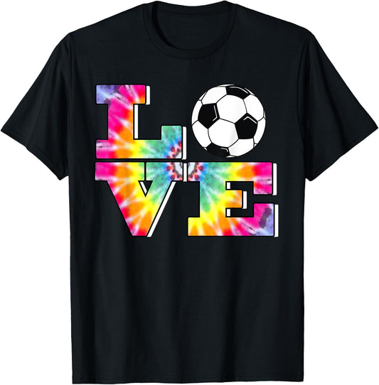 Soccer Tie Dye LOVE Multi Color Teen Girls T-Shirt - T-Shirt | Black