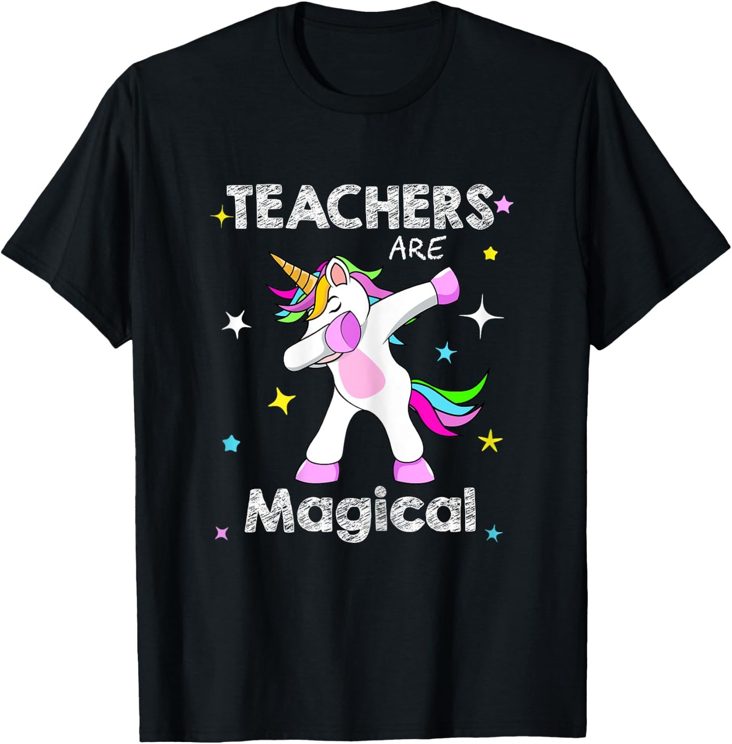 Teachers Are Magical Shirt Dabbing Unicorn Teaching T-Shirt - T-Shirt | Black