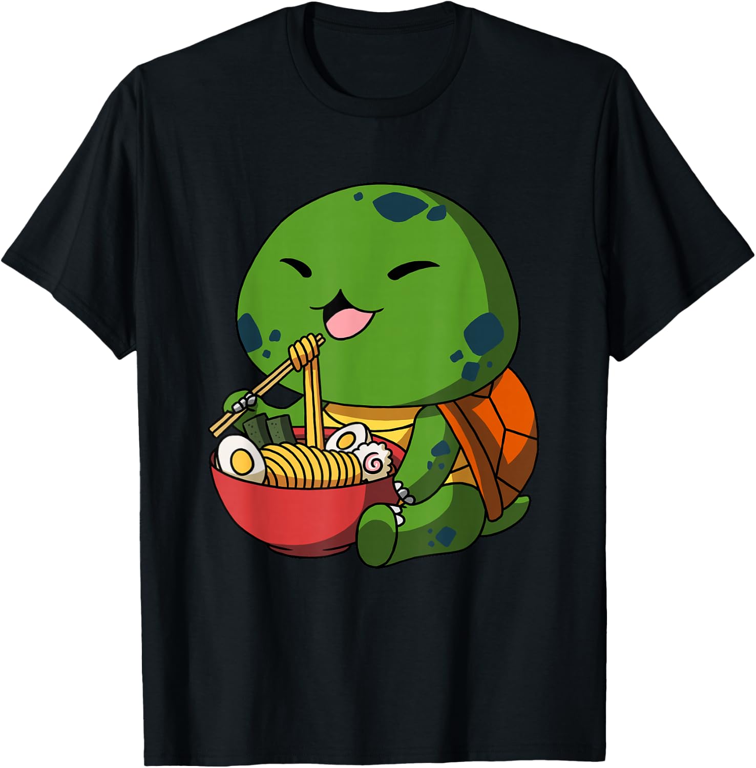 Kawaii Anime Turtle Asian Noodles Japanese Ramen T-Shirt - T-Shirt | Black