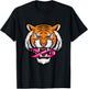 Tiger Pink Ribbon Breast Cancer Awareness Animal Warrior T-Shirt - T-Shirt | Black