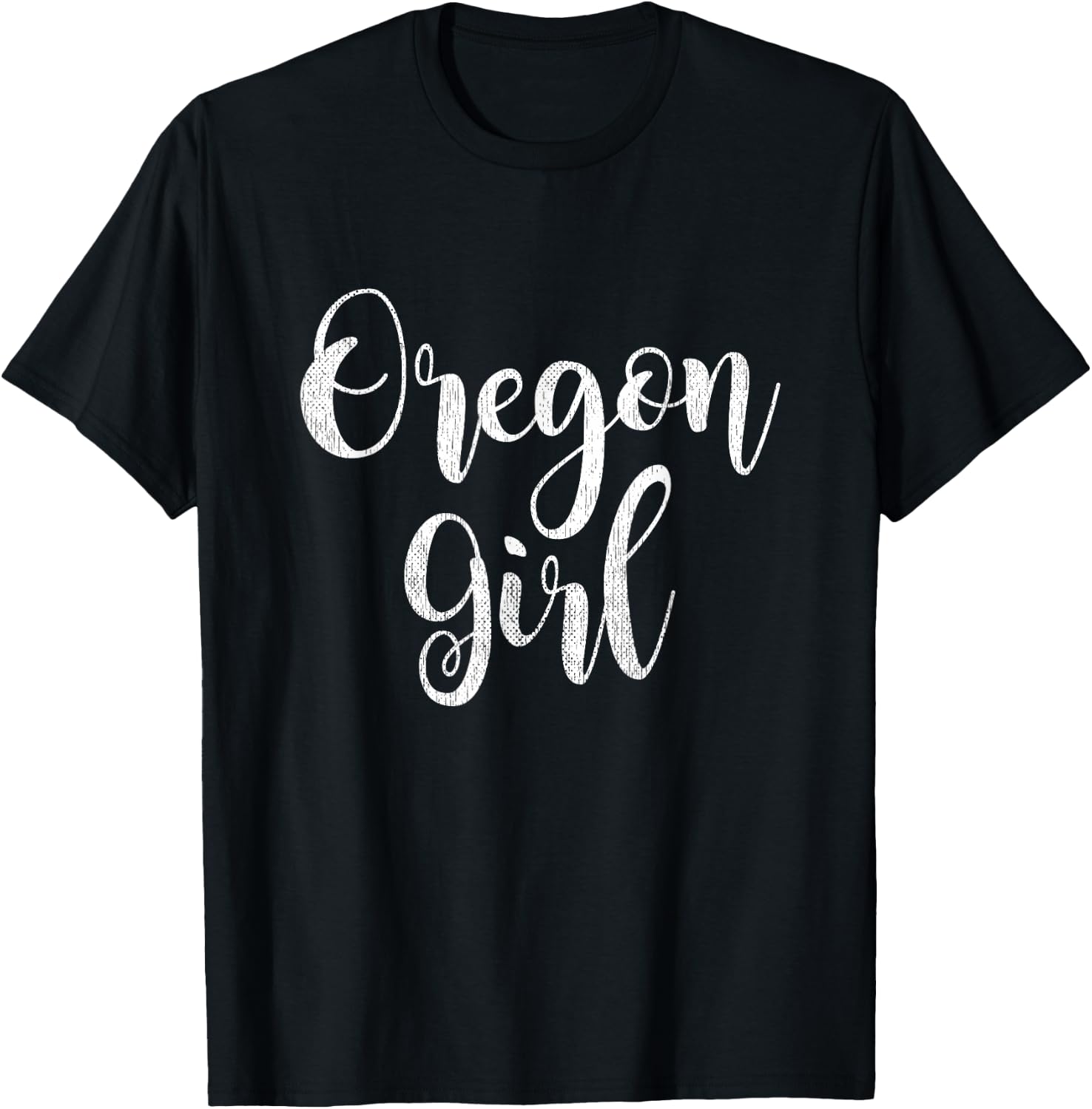 Distressed OR Women Lettering Cute Oregon Girl T-Shirt - T-Shirt | Black