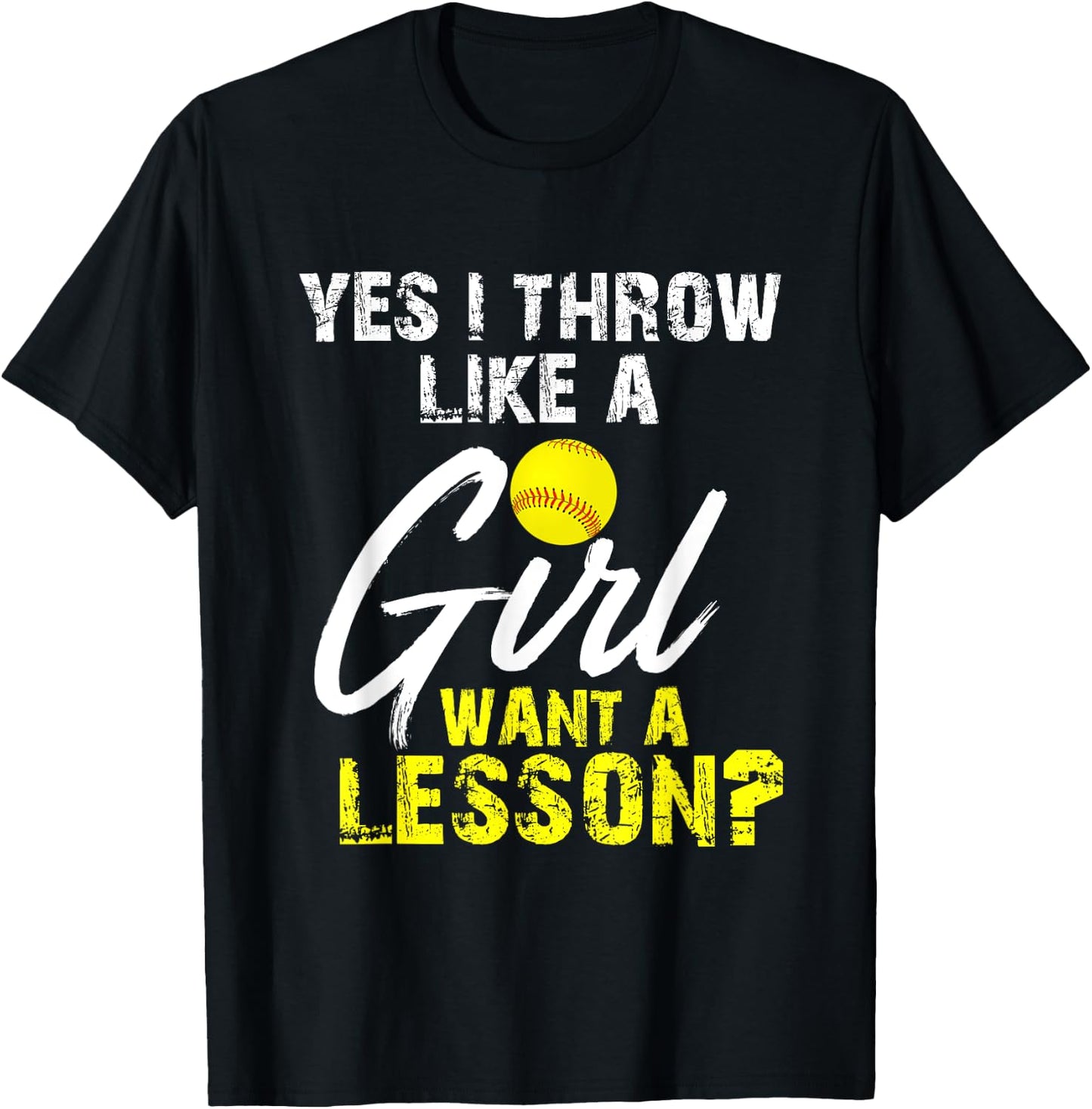 Softball Lovers Gifts Yes I Throw Like A Girl Want A Lesson Black Sleeveless T-Shirt - T-Shirt | Black