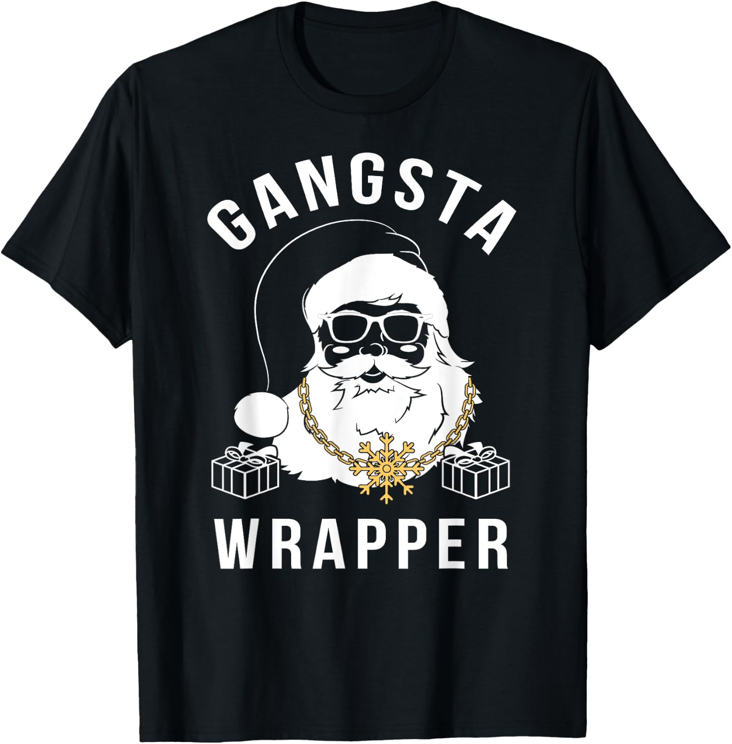 Gangsta Wrapper Gangster Santa Funny Christmas T-Shirt - T-Shirt | Black