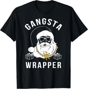 Gangsta Wrapper Gangster Santa Funny Christmas T-Shirt - T-Shirt | Black