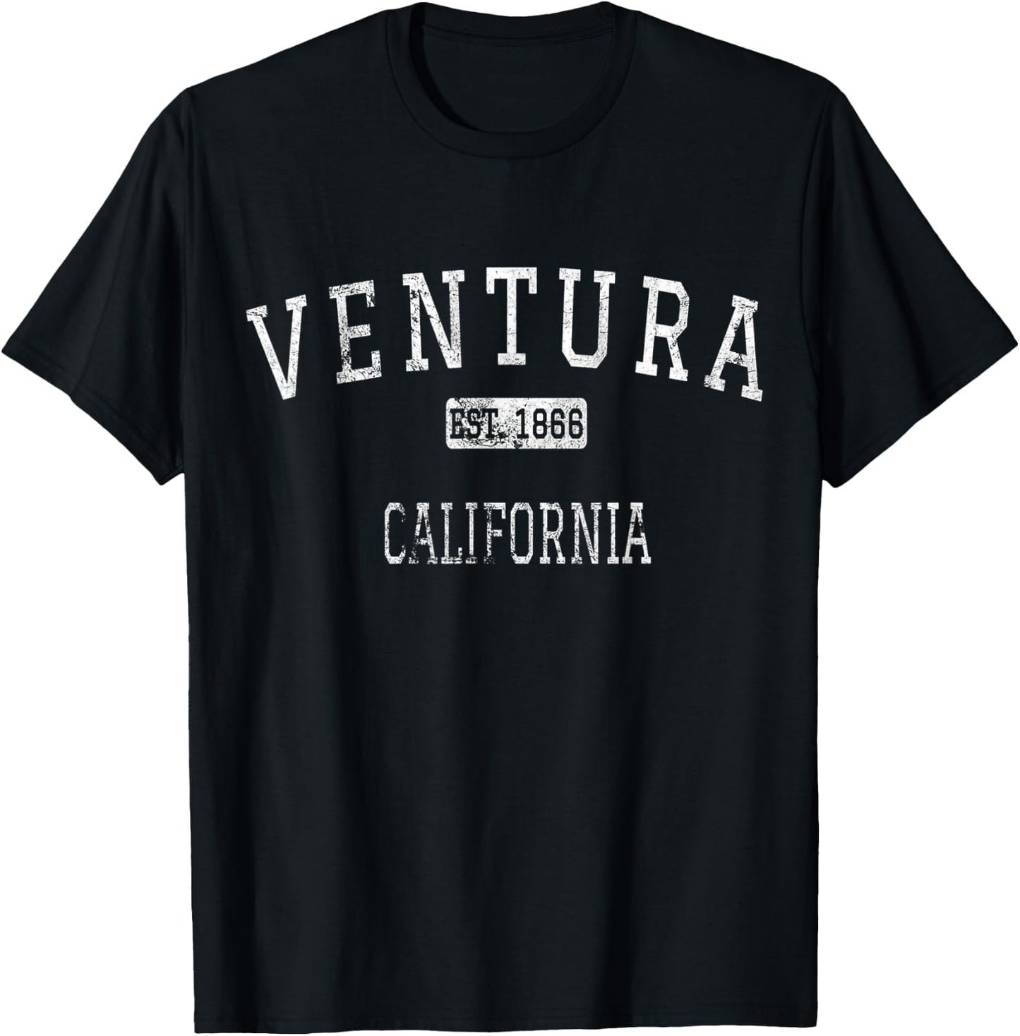 Ventura California Vintage -Adults Black Cotton T-Shirt - T-Shirt | Black