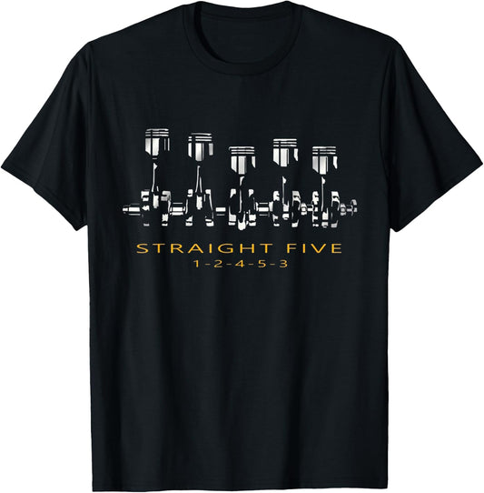 5 Cylinder Engine Lover - Turbo V70R Enthusias T-Shirt - T-Shirt | Black