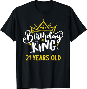 Birthday King 21 Years Old Crown celebrate party It's my T-Shirt - T-Shirt | Black