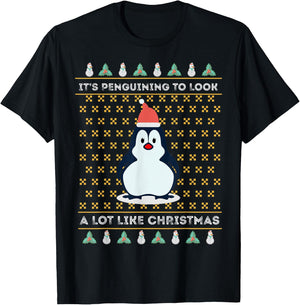 Its Penguining To Look A Lot Like Christmas Penguin Wildlife T-Shirt - T-Shirt | Black