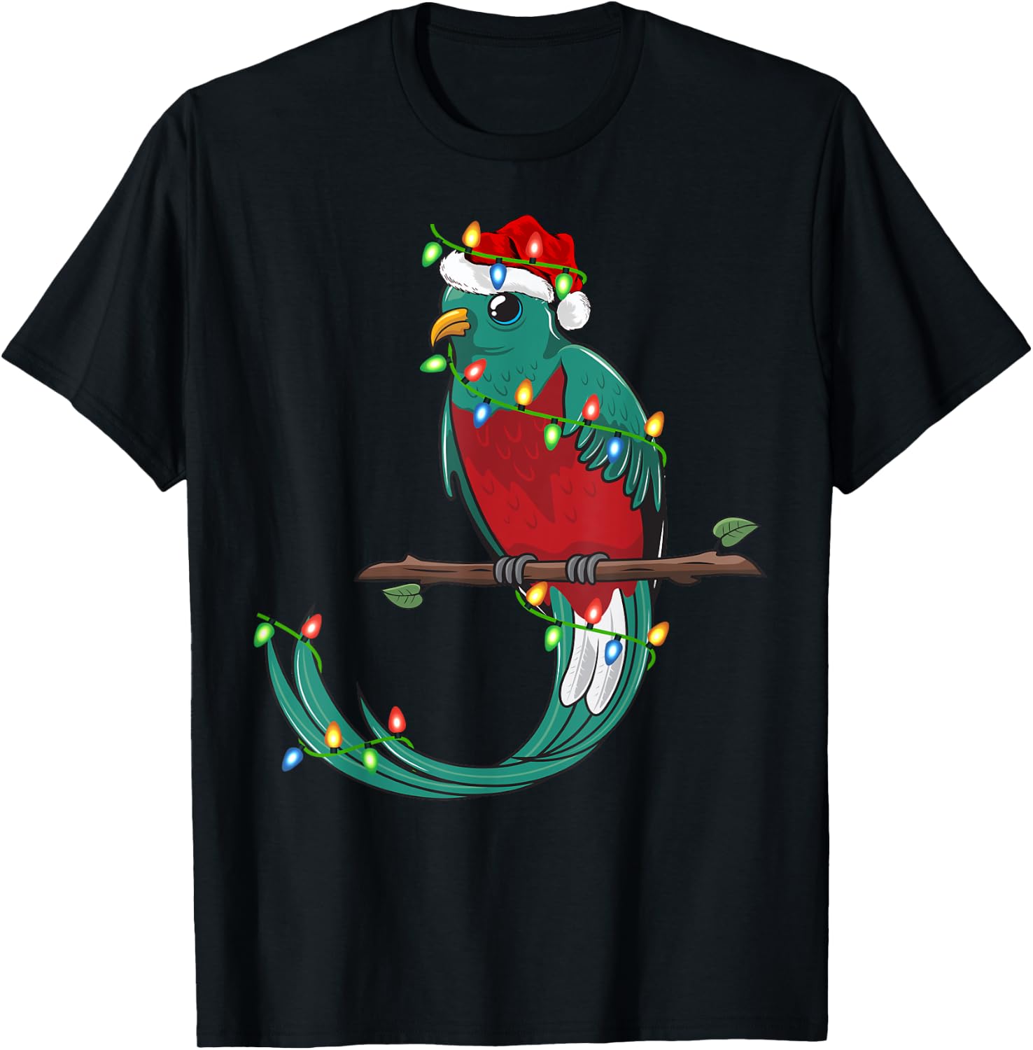 Quetzal Bird Lover Xmas Santa Hat Quetzal Christmas T-Shirt - T-Shirt | Black