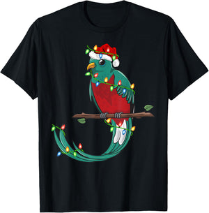 Quetzal Bird Lover Xmas Santa Hat Quetzal Christmas T-Shirt - T-Shirt | Black