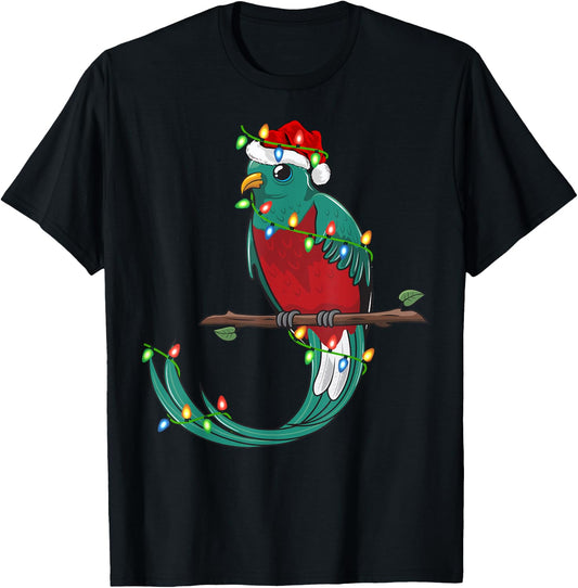 Quetzal Bird Lover Xmas Santa Hat Quetzal Christmas T-Shirt - T-Shirt | Black