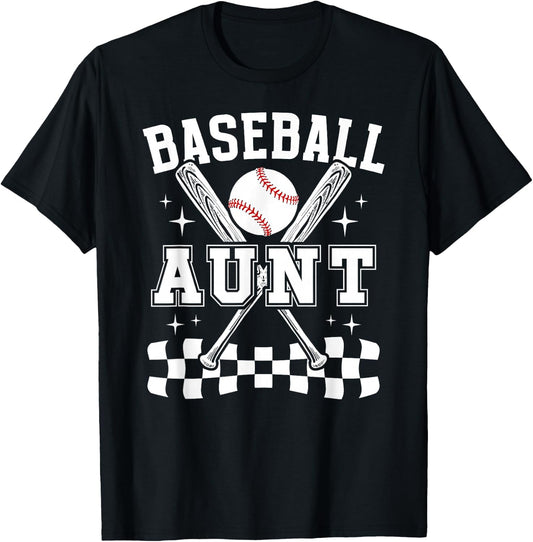 Baseball Aunt Of A Baseball Player Auntie T-Shirt - T-Shirt | Black