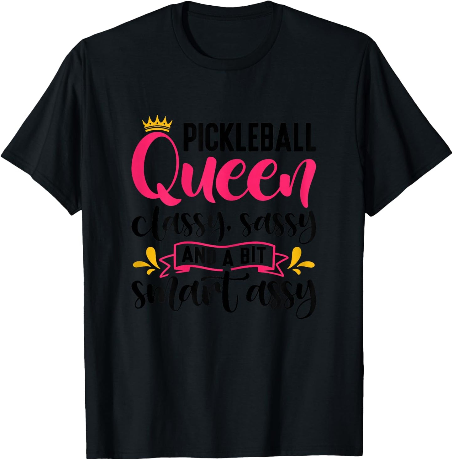 Funny Pickleball Queen Graphic Pickleball Player T-Shirt - T-Shirt | Black