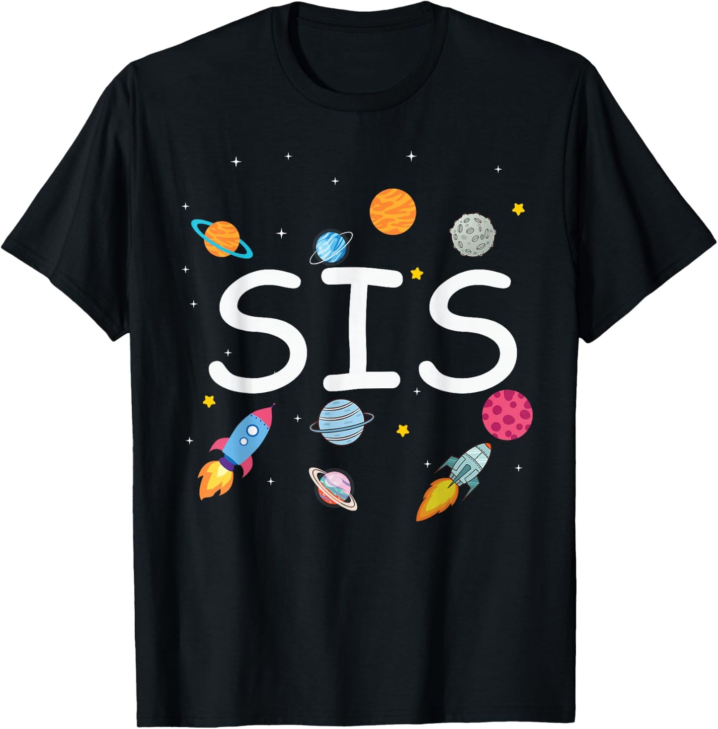 Sister Outer Space Birthday Party Family Boys Girls T-Shirt - T-Shirt | Black