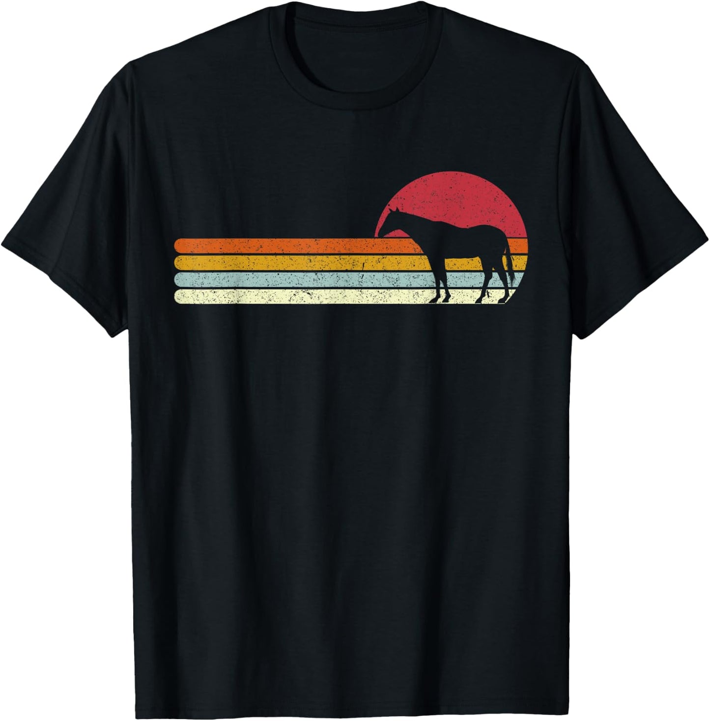 Sunset | Horse Riding Funny Horses T-Shirt - T-Shirt | Black