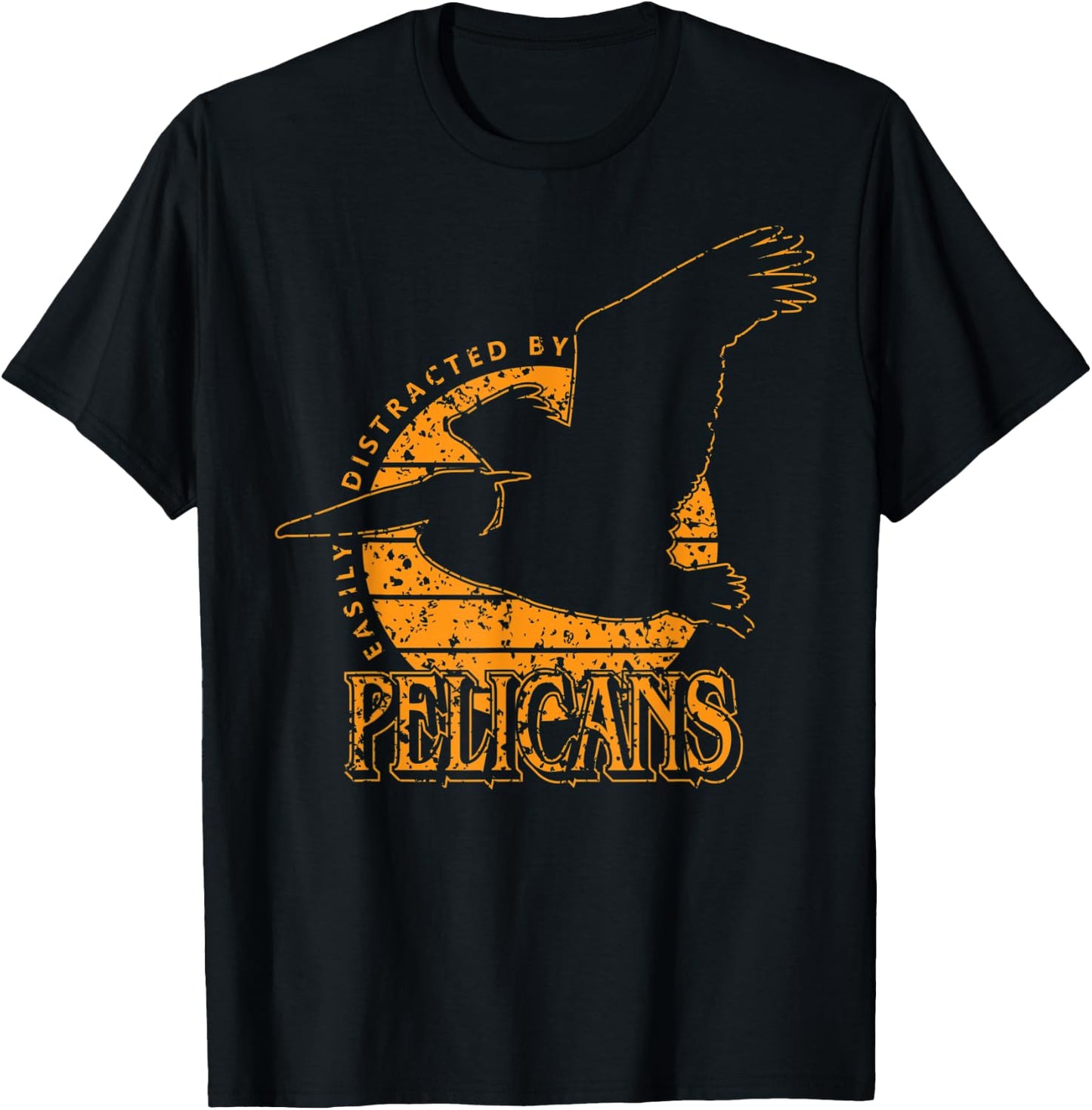 'Easily Distracted By Pelicans' Vintage Style T-Shirt - T-Shirt | Black