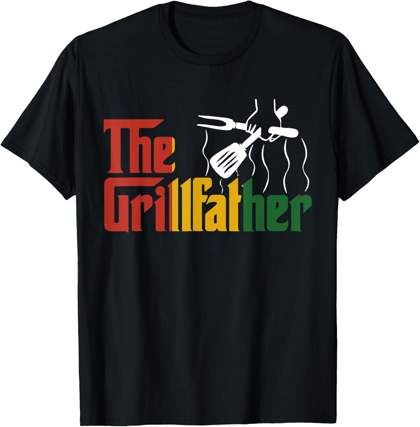 The Grill-father Juneteenth Funny BBQ Chef African American T-Shirt - T-Shirt | Black
