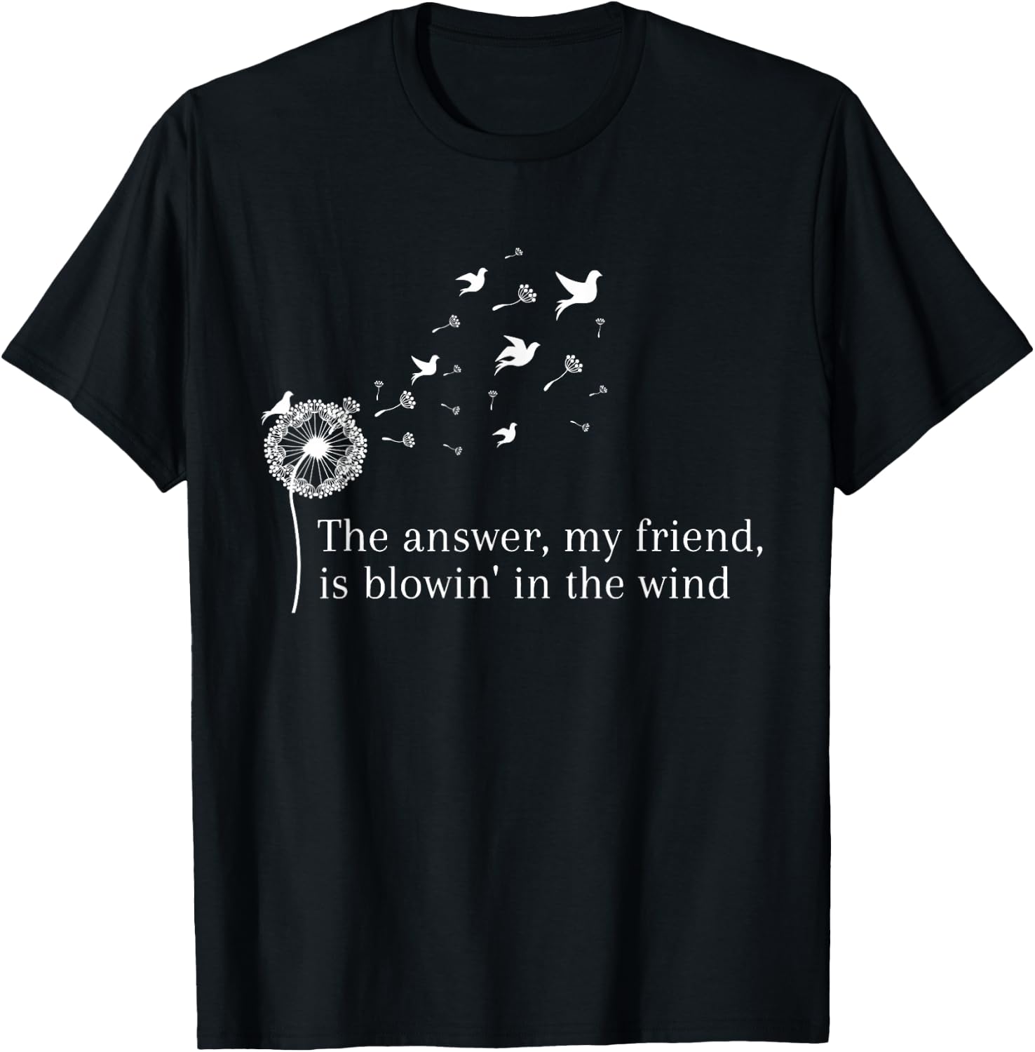 Dandelion Blowing Away In The Wind Into The Sky T-Shirt - T-Shirt | Black