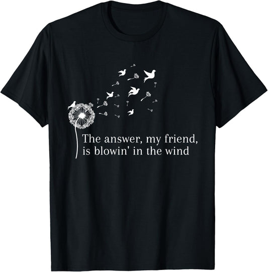 Dandelion Blowing Away In The Wind Into The Sky T-Shirt - T-Shirt | Black