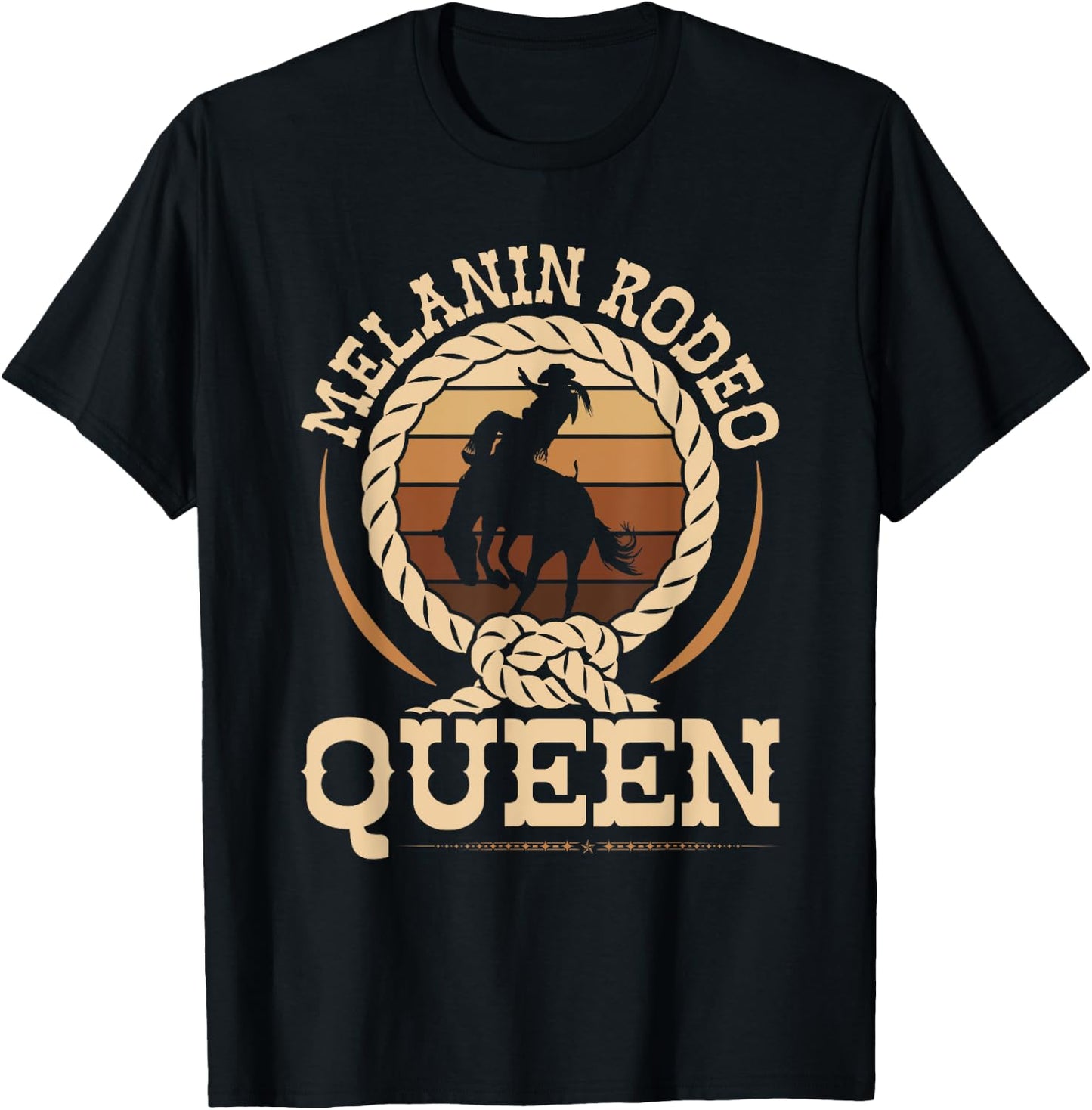 Bronc Riding Melanin Rodeo Queen African American Cowgirl T-Shirt - T-Shirt | Black