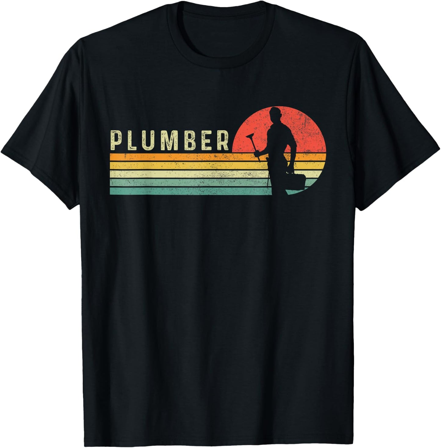 Vintage Plumber Plunger Funny Plumbing T-Shirt - T-Shirt | Black