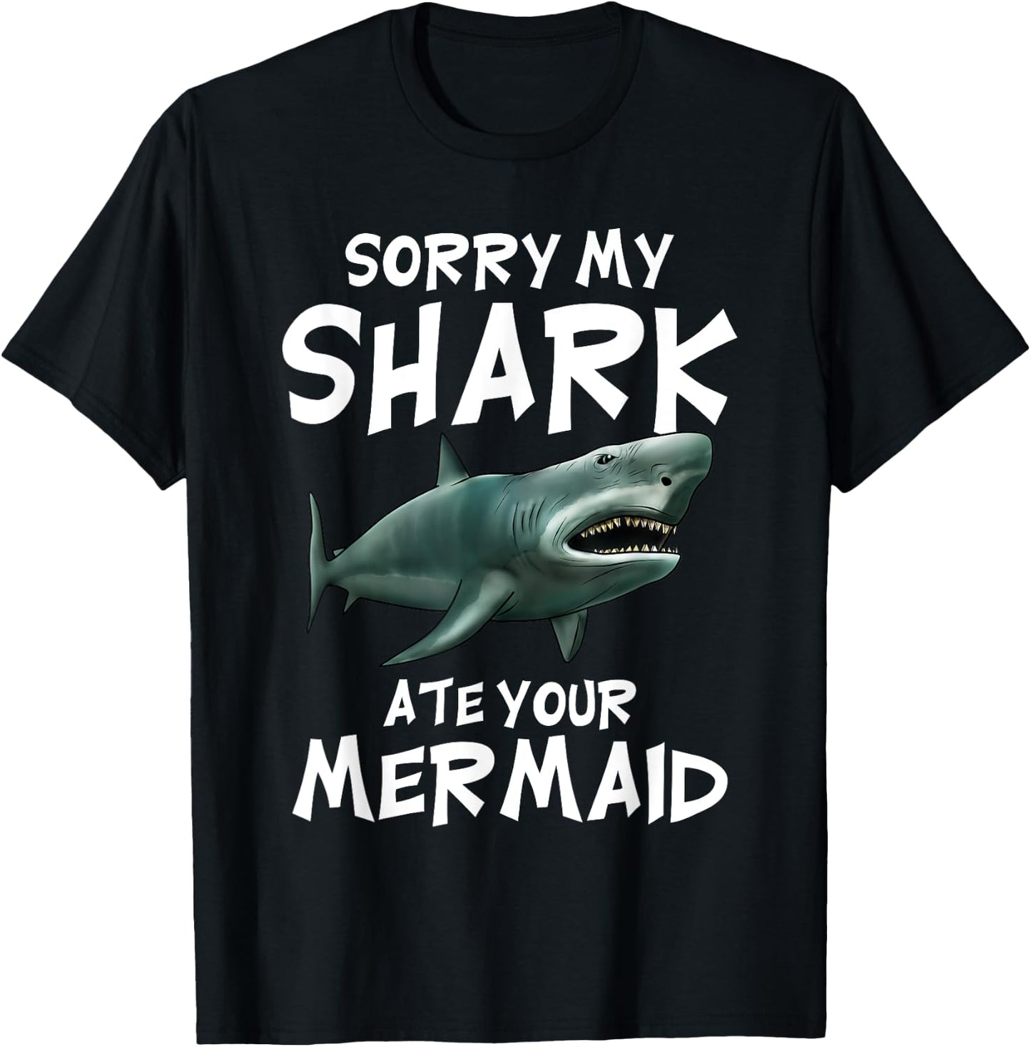 My Shark Ate Your Mermaid Funny Kids Boys Gift Shark T-Shirt - T-Shirt | Black