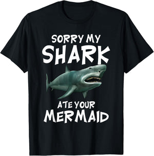 My Shark Ate Your Mermaid Funny Kids Boys Gift Shark T-Shirt - T-Shirt | Black