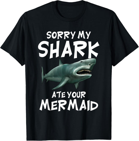 My Shark Ate Your Mermaid Funny Kids Boys Gift Shark T-Shirt - T-Shirt | Black