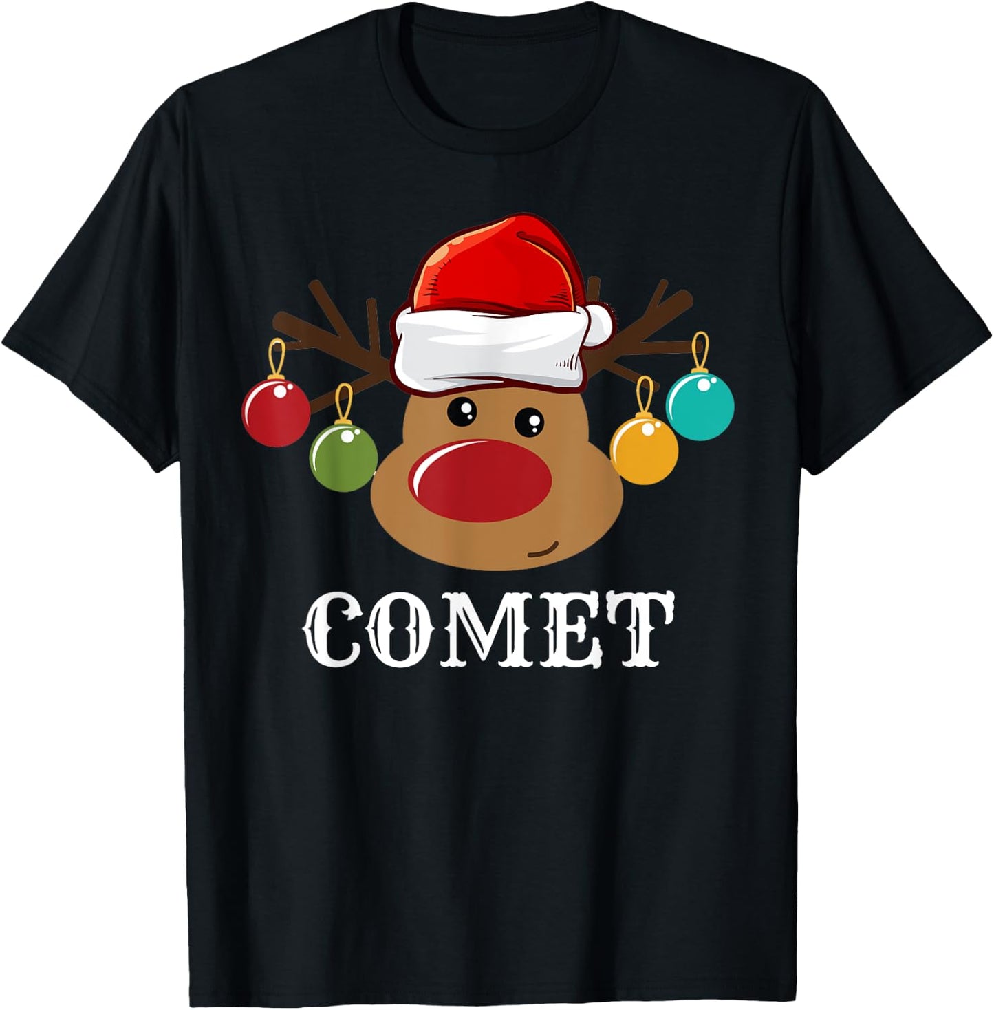 Santa Reindeer Comet Xmas Group Costume T-Shirt - T-Shirt | Black