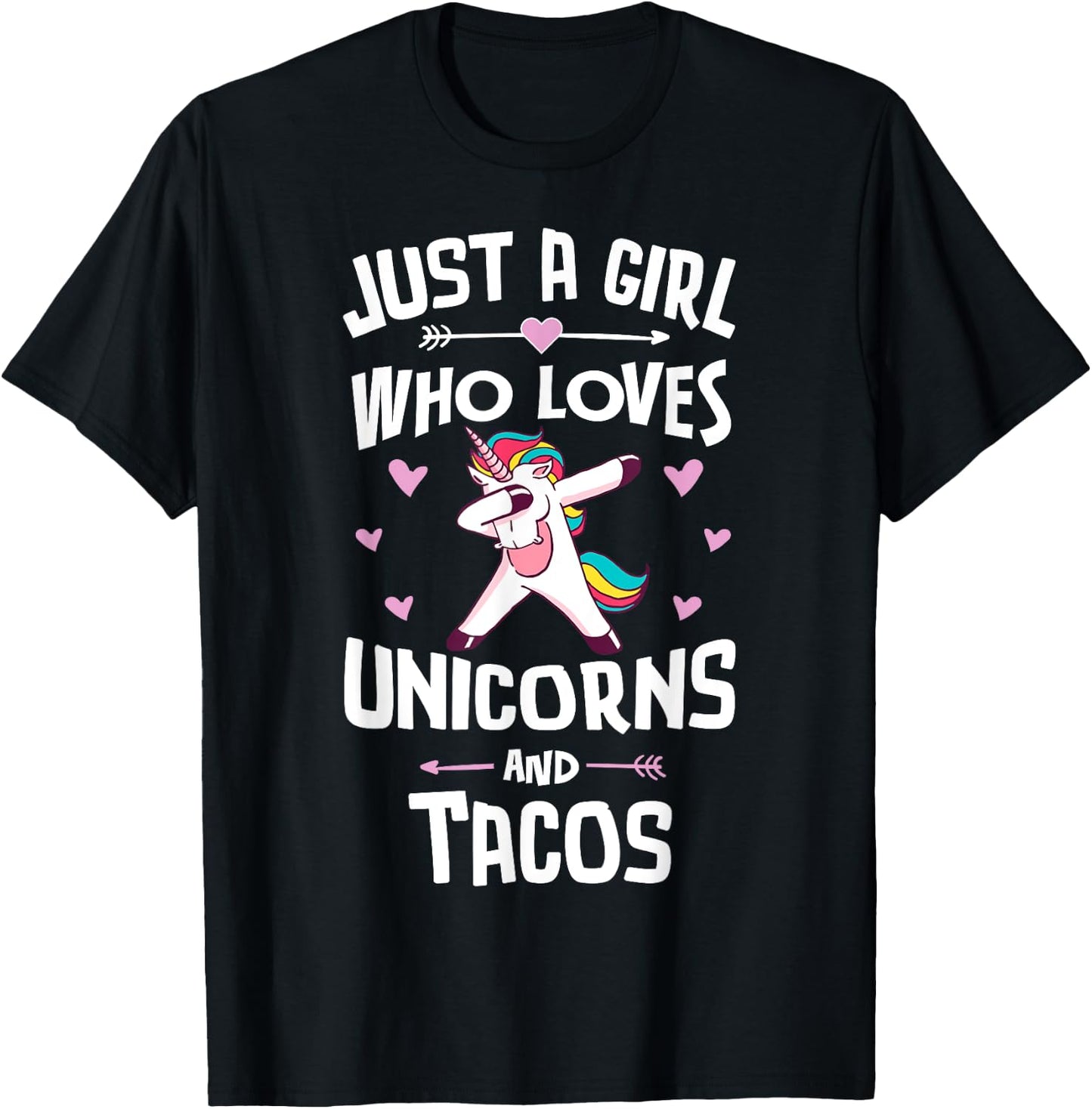 Just A Girl Who Loves Unicorns And Tacos Graphic Women T-Shirt - T-Shirt | Black