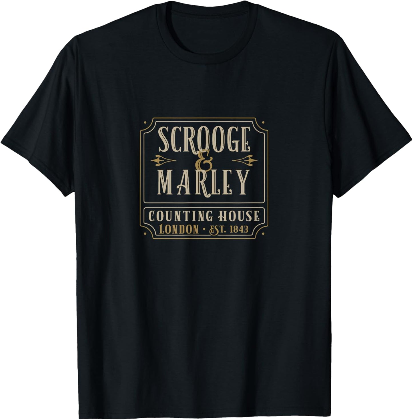 Tuscan Radar Designs Scrooge & Marley Counting House London Established 1843 -Adults Black T-Shirt - T-Shirt | Black