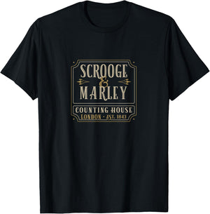 Tuscan Radar Designs Scrooge & Marley Counting House London Established 1843 -Adults Black T-Shirt - T-Shirt | Black