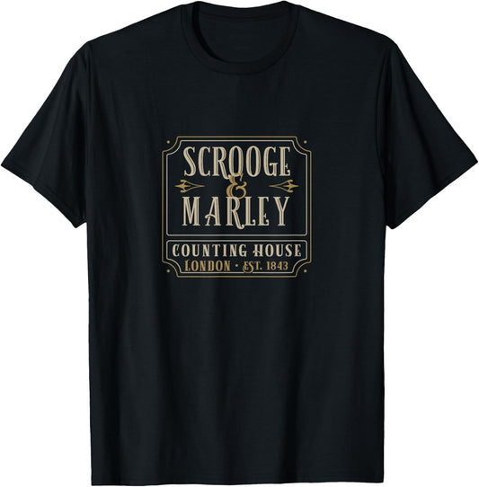 Tuscan Radar Designs Scrooge & Marley Counting House London Established 1843 -Adults Black T-Shirt - T-Shirt | Black