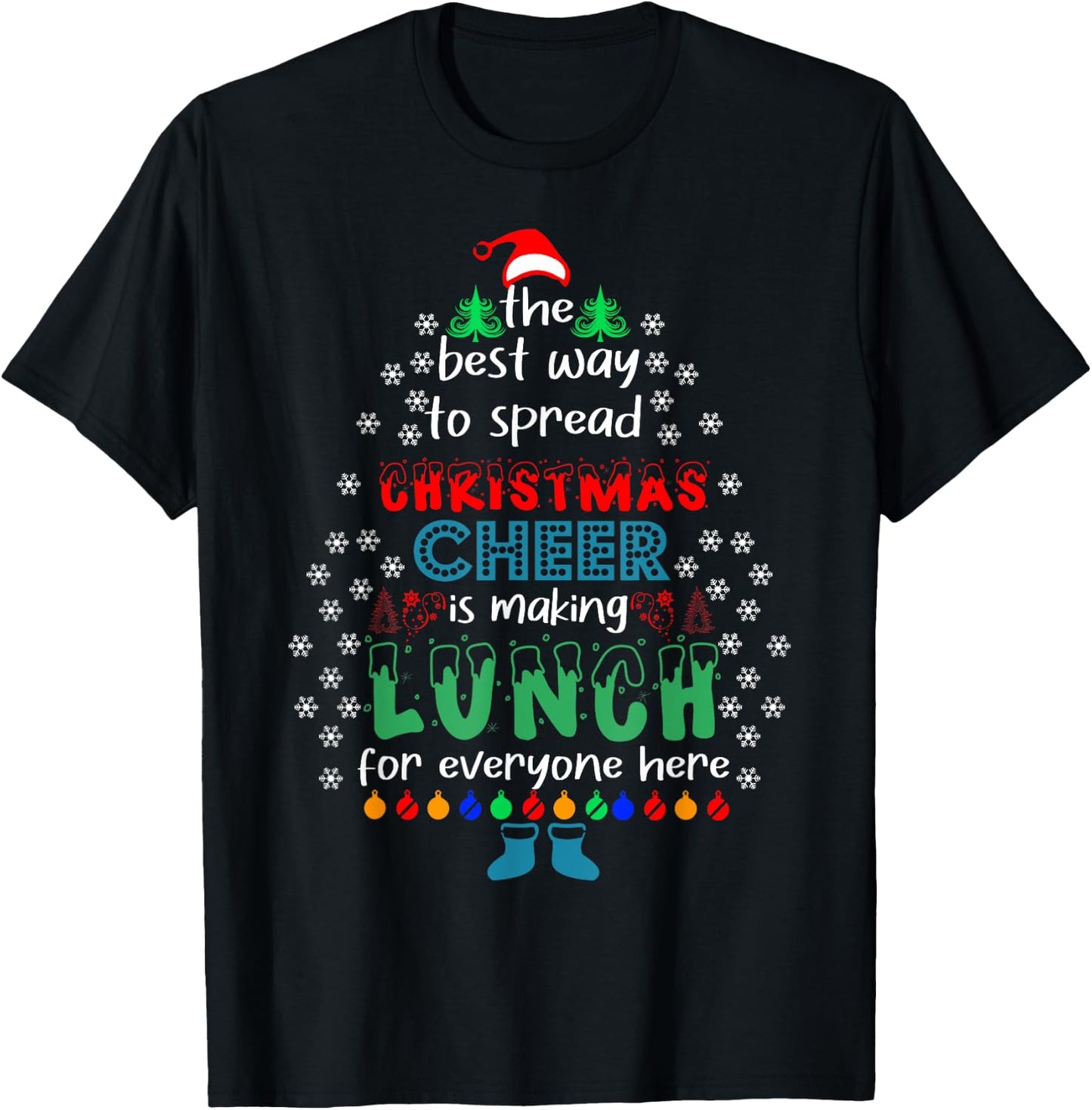 Funny Lunch Lady Christmas Cheer Christmas Xmas T-Shirt - T-Shirt | Black