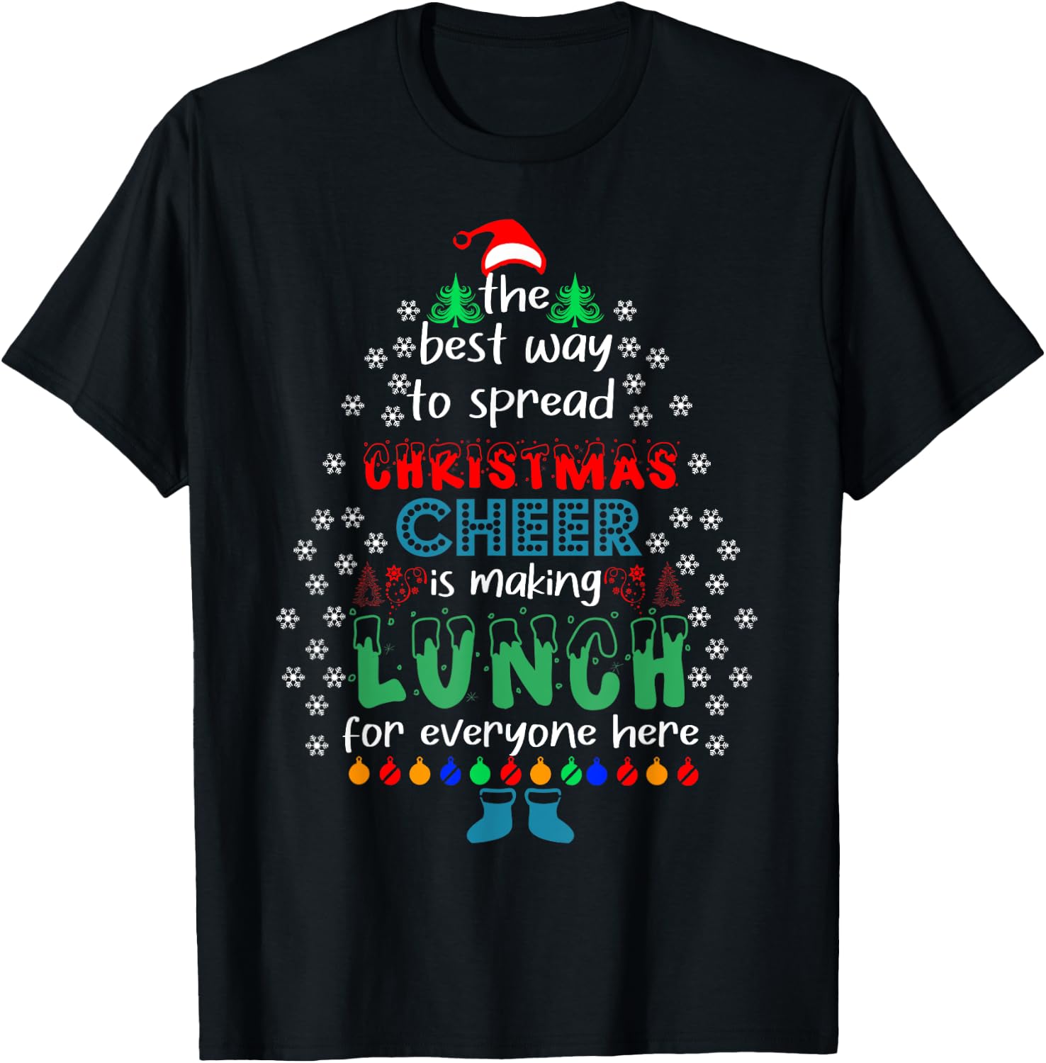 Funny Lunch Lady Christmas Cheer Christmas Xmas T-Shirt - T-Shirt | Black