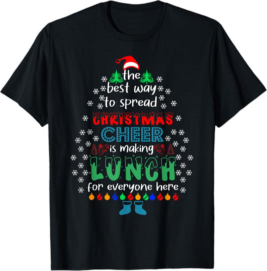Funny Lunch Lady Christmas Cheer Christmas Xmas T-Shirt - T-Shirt | Black