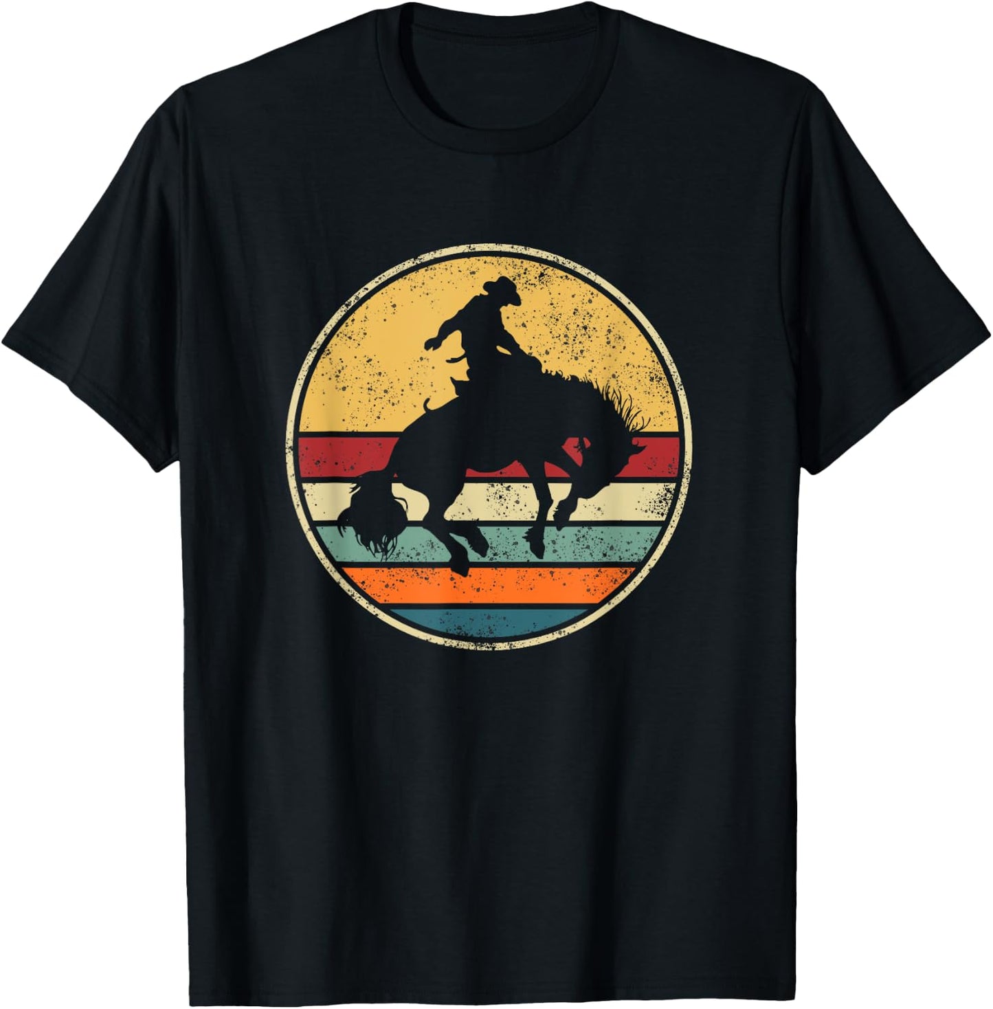 Western Riding Rodeo Horse Cowboy Retro Vintage Outfit T-Shirt - T-Shirt | Black