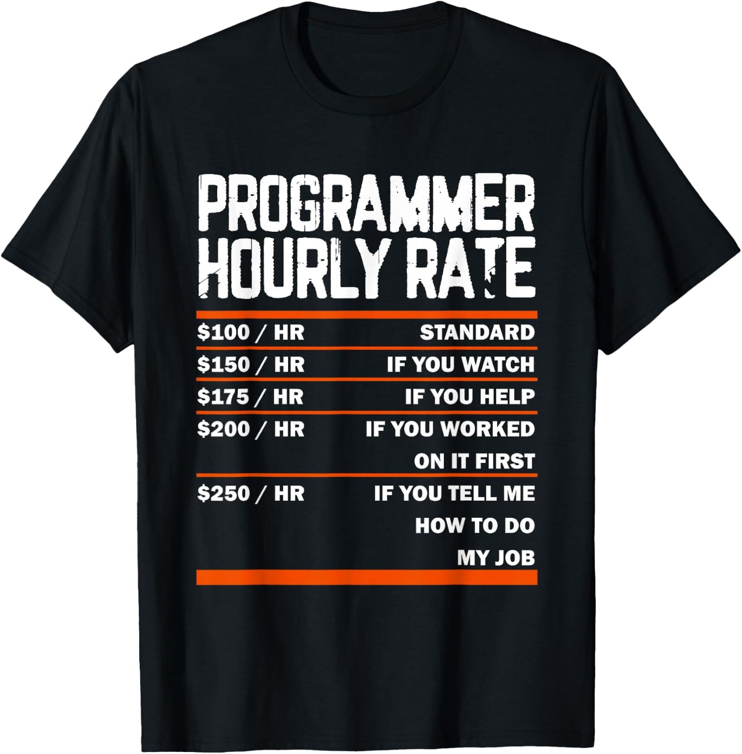 Programming Coding Programmer Hourly Rate Coder T-Shirt - T-Shirt | Black