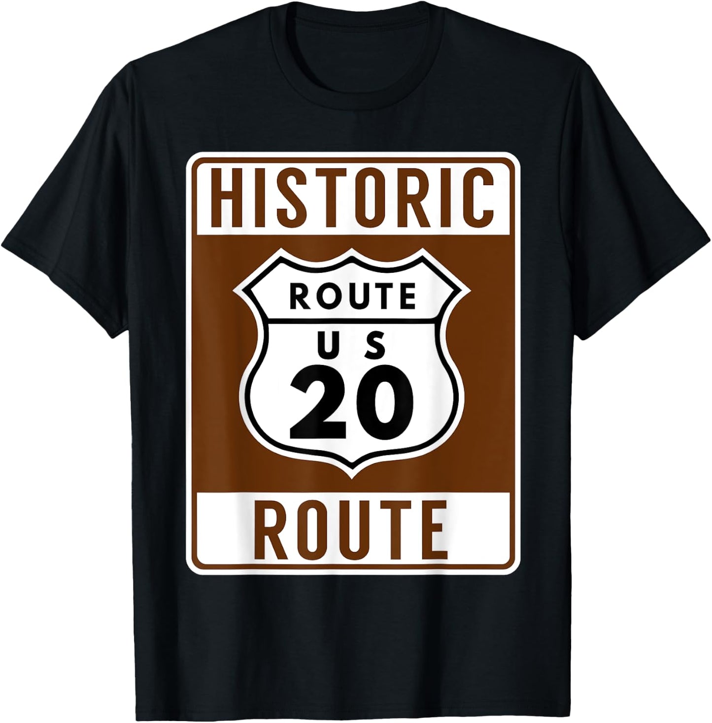 Historic US Route 20 Shirt: America's longest highway T-Shirt - T-Shirt | Black