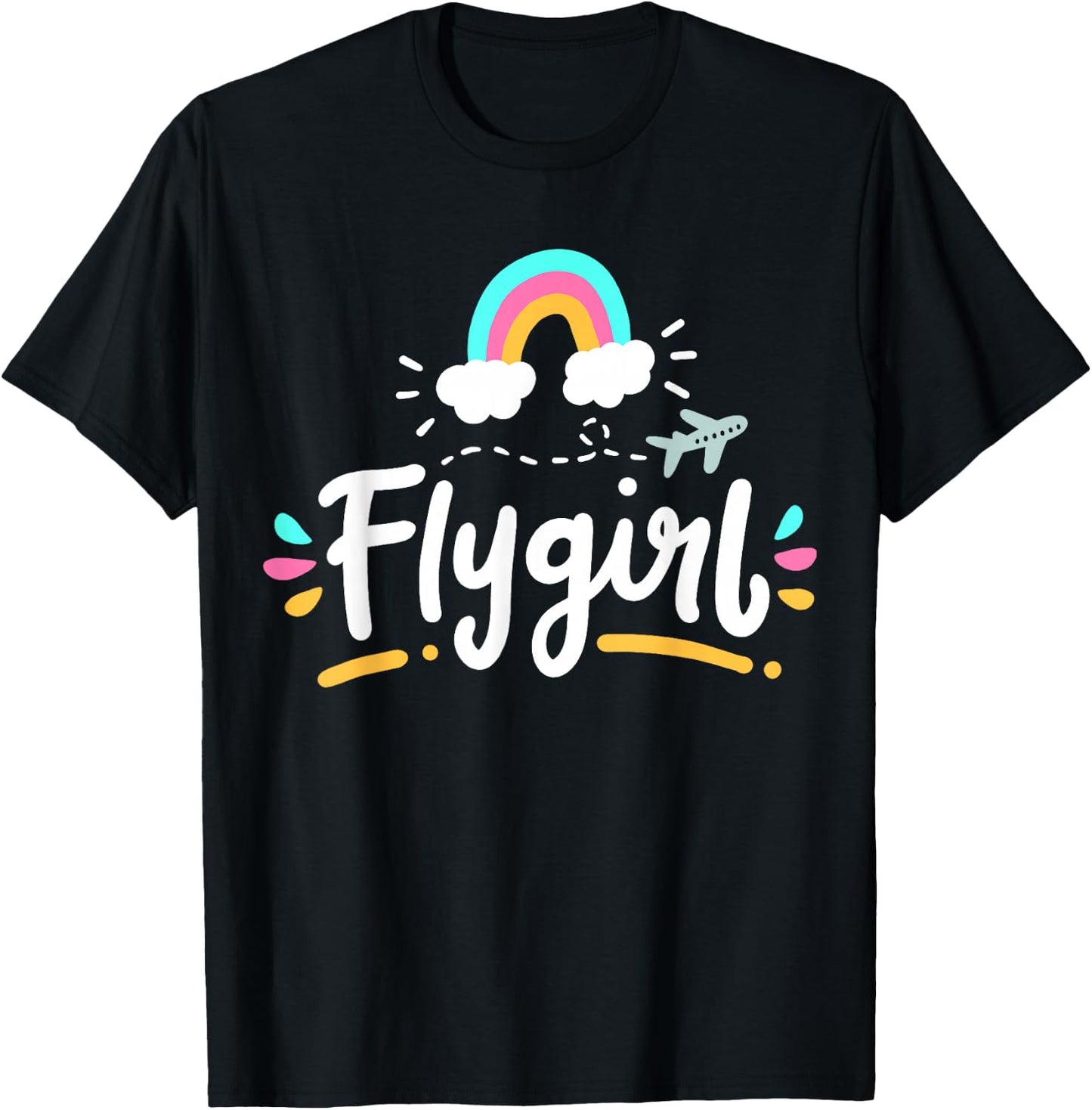 Pilot Girl Flight Attendant Flying Aviation T-Shirt - T-Shirt | Black