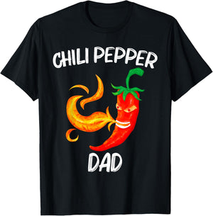 Funny Chili Pepper For Dad Father Red Spicy Flaming Jalapeno T-Shirt - T-Shirt | Black