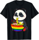Panda Eating Ramen LGBT-Q Cute Rainbow Flag Gay Pride Ally T-Shirt - T-Shirt | Black